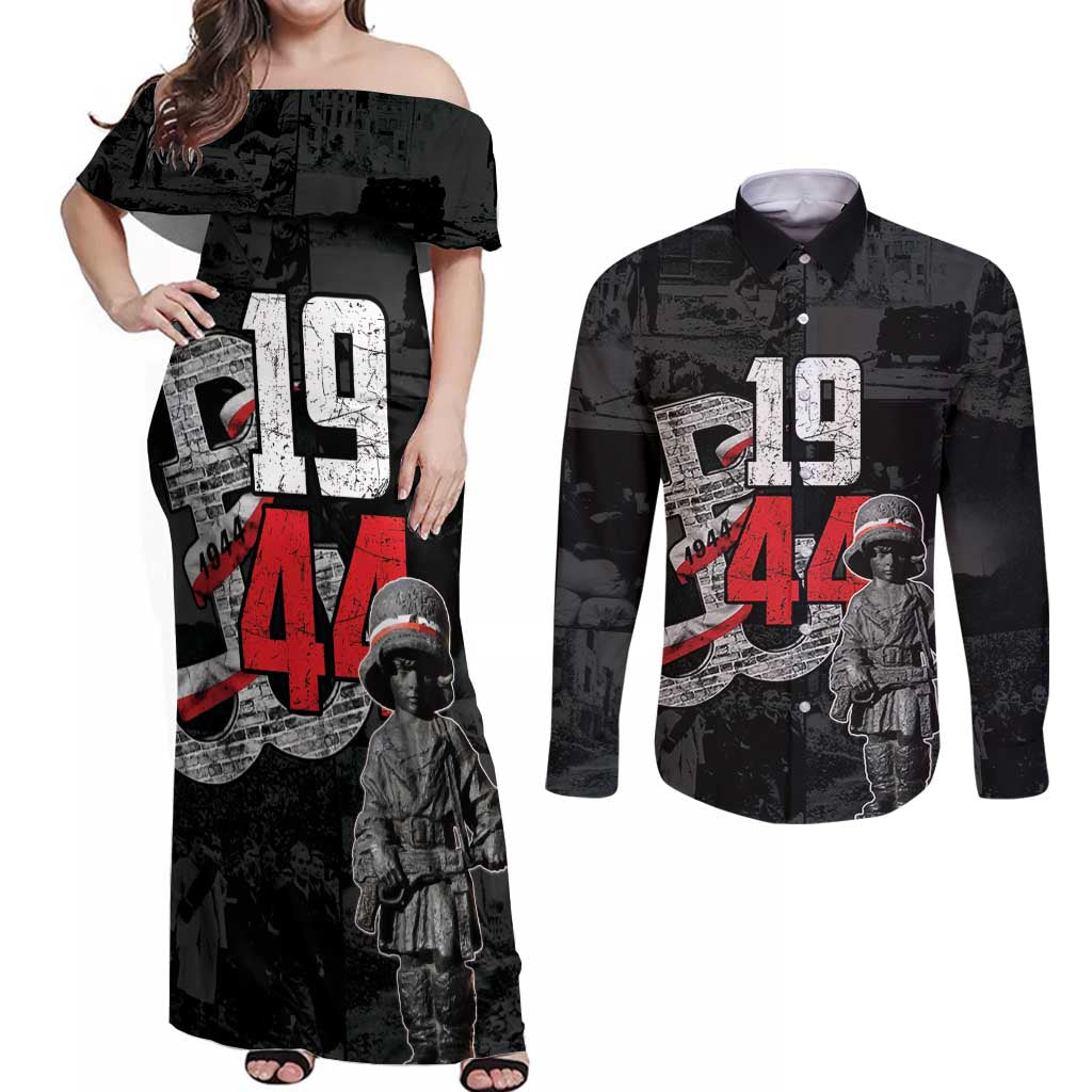 Warsaw Uprising 1944 Couples Matching Off Shoulder Maxi Dress and Long Sleeve Button Shirt Polska Walczy WWII Insurrectionist