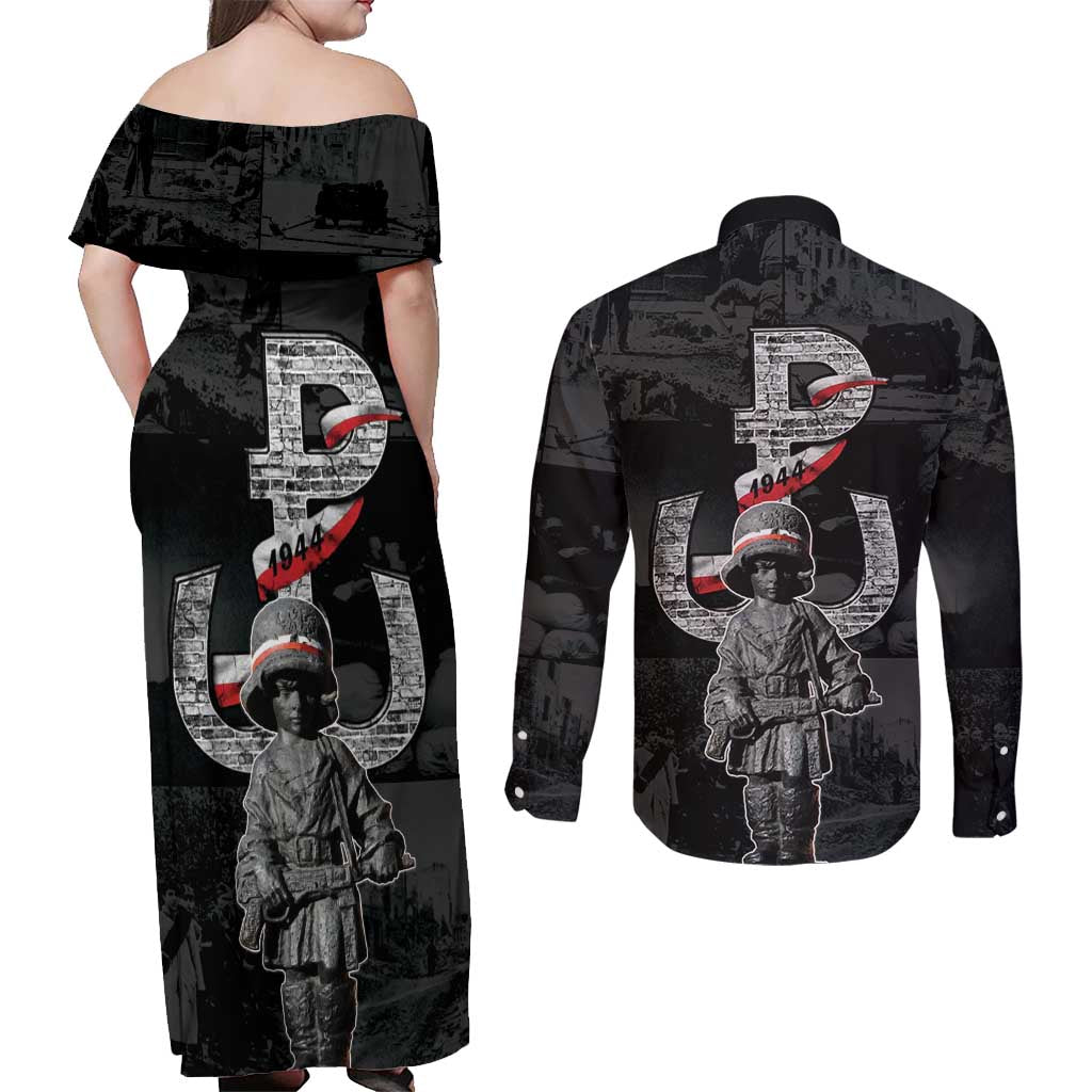 Warsaw Uprising 1944 Couples Matching Off Shoulder Maxi Dress and Long Sleeve Button Shirt Polska Walczy WWII Insurrectionist