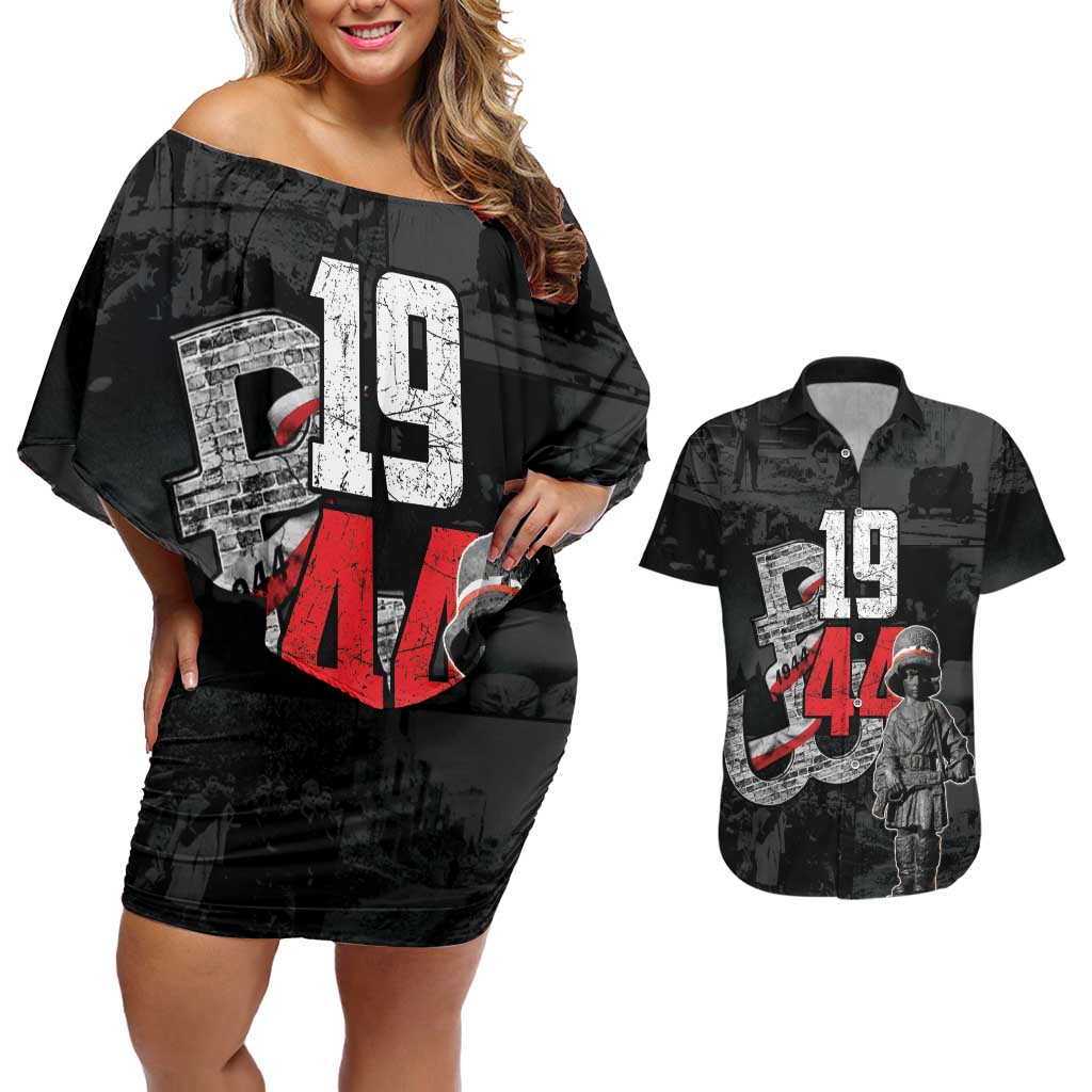 Warsaw Uprising 1944 Couples Matching Off Shoulder Short Dress and Hawaiian Shirt Polska Walczy WWII Insurrectionist