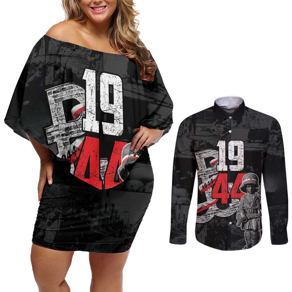 Warsaw Uprising 1944 Couples Matching Off Shoulder Short Dress and Long Sleeve Button Shirt Polska Walczy WWII Insurrectionist