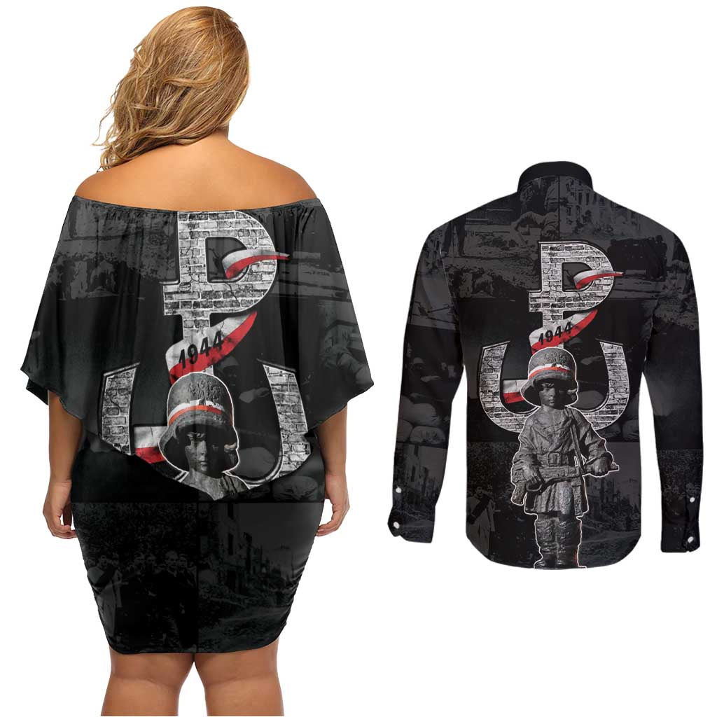 Warsaw Uprising 1944 Couples Matching Off Shoulder Short Dress and Long Sleeve Button Shirt Polska Walczy WWII Insurrectionist