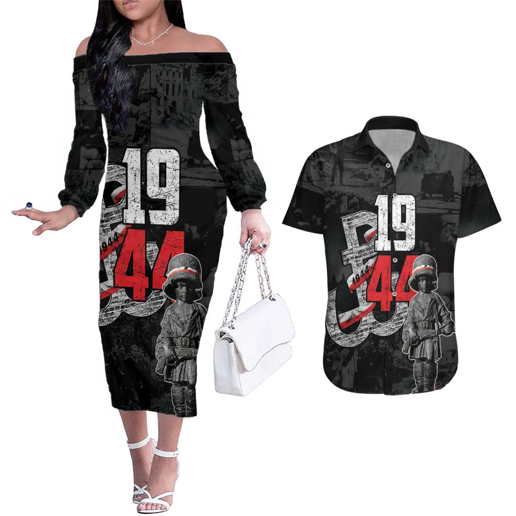 Warsaw Uprising 1944 Couples Matching Off The Shoulder Long Sleeve Dress and Hawaiian Shirt Polska Walczy WWII Insurrectionist