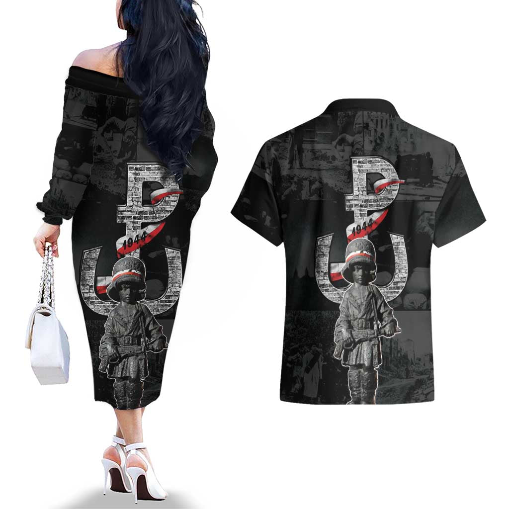 Warsaw Uprising 1944 Couples Matching Off The Shoulder Long Sleeve Dress and Hawaiian Shirt Polska Walczy WWII Insurrectionist
