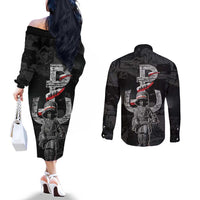 Warsaw Uprising 1944 Couples Matching Off The Shoulder Long Sleeve Dress and Long Sleeve Button Shirt Polska Walczy WWII Insurrectionist