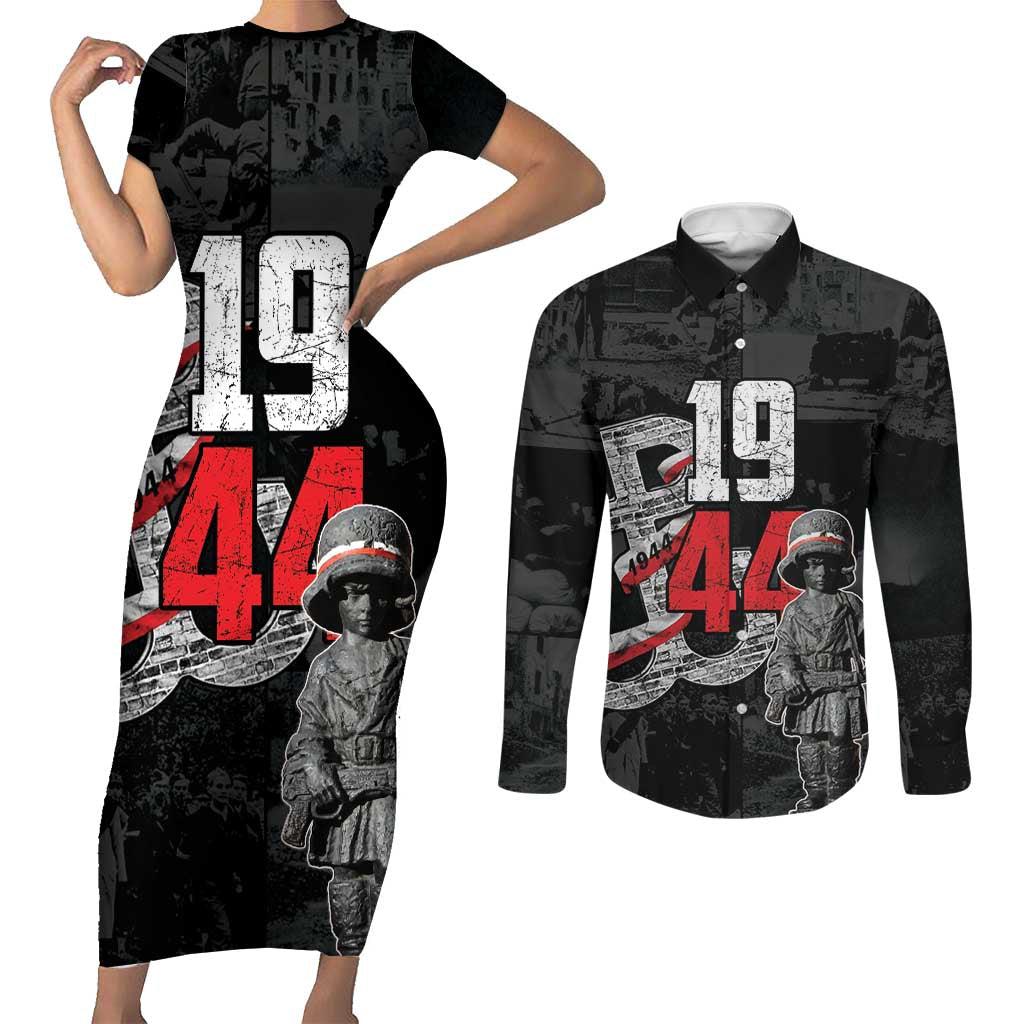 Warsaw Uprising 1944 Couples Matching Short Sleeve Bodycon Dress and Long Sleeve Button Shirt Polska Walczy WWII Insurrectionist