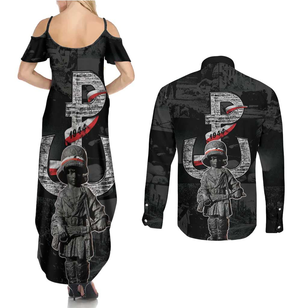 Warsaw Uprising 1944 Couples Matching Summer Maxi Dress and Long Sleeve Button Shirt Polska Walczy WWII Insurrectionist