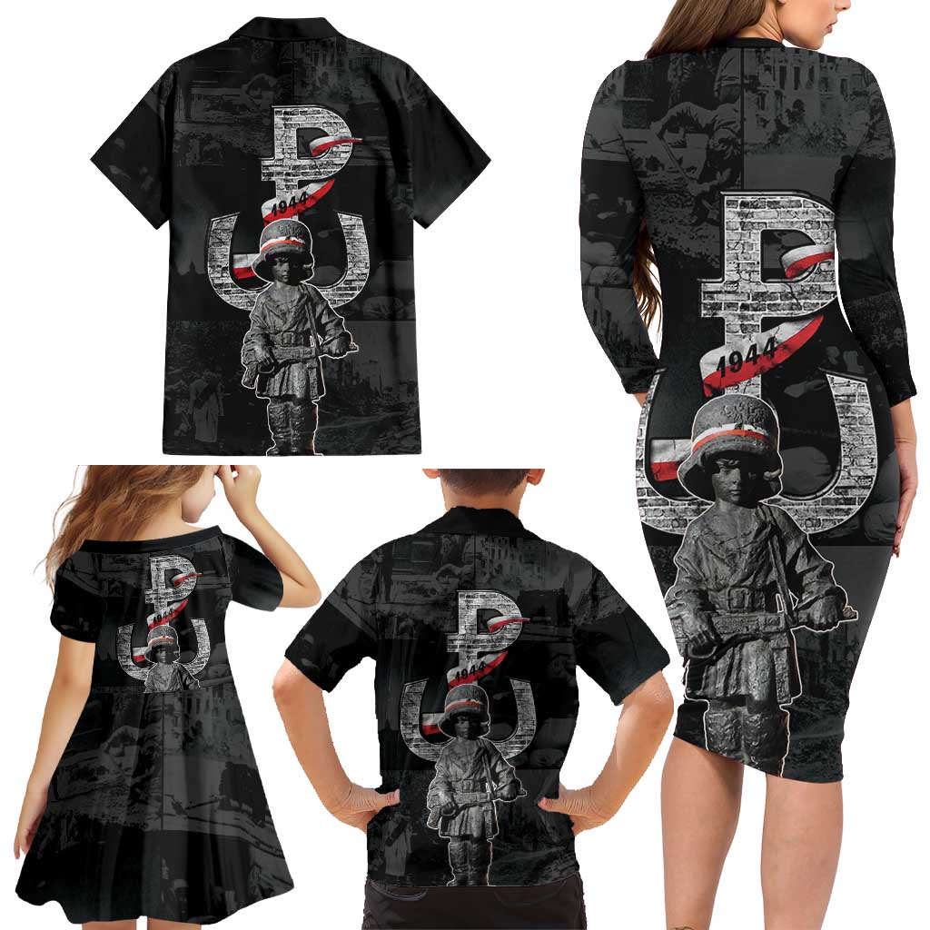 Warsaw Uprising 1944 Family Matching Long Sleeve Bodycon Dress and Hawaiian Shirt Polska Walczy WWII Insurrectionist
