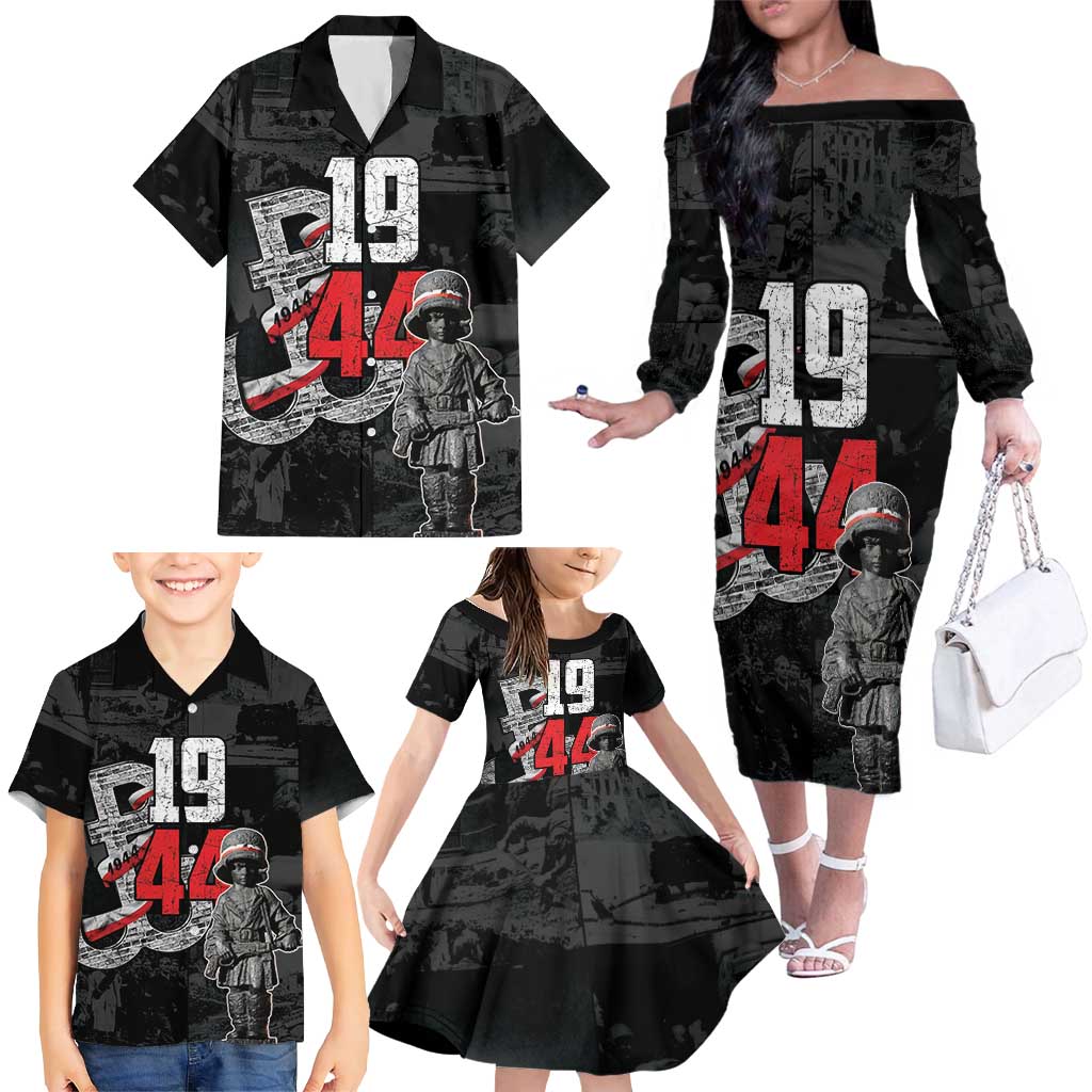 Warsaw Uprising 1944 Family Matching Off The Shoulder Long Sleeve Dress and Hawaiian Shirt Polska Walczy WWII Insurrectionist