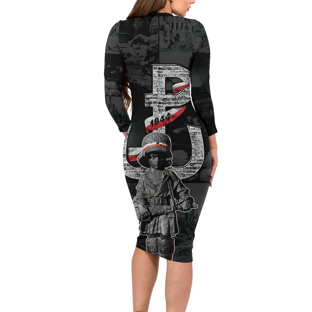 Warsaw Uprising 1944 Long Sleeve Bodycon Dress Polska Walczy WWII Insurrectionist