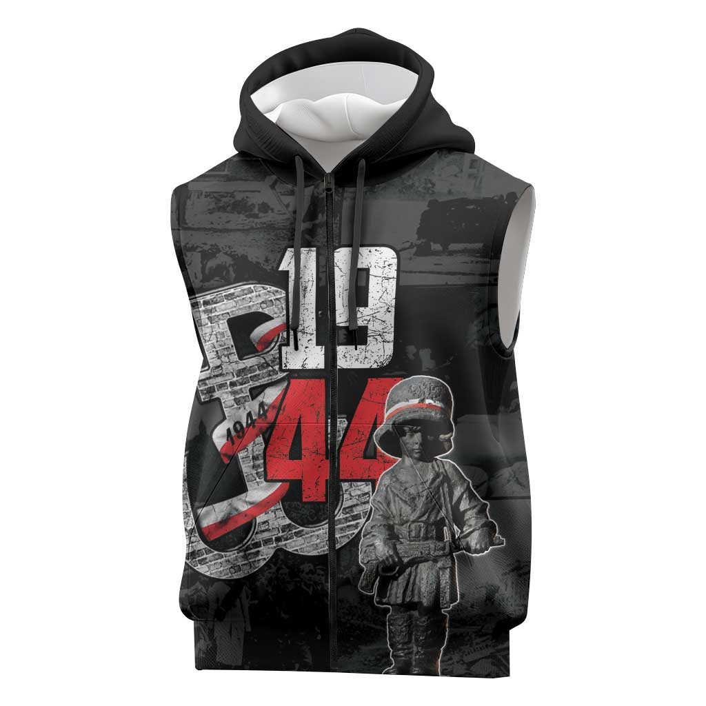 Warsaw Uprising 1944 Sleeveless Zip Hoodie Polska Walczy WWII Insurrectionist