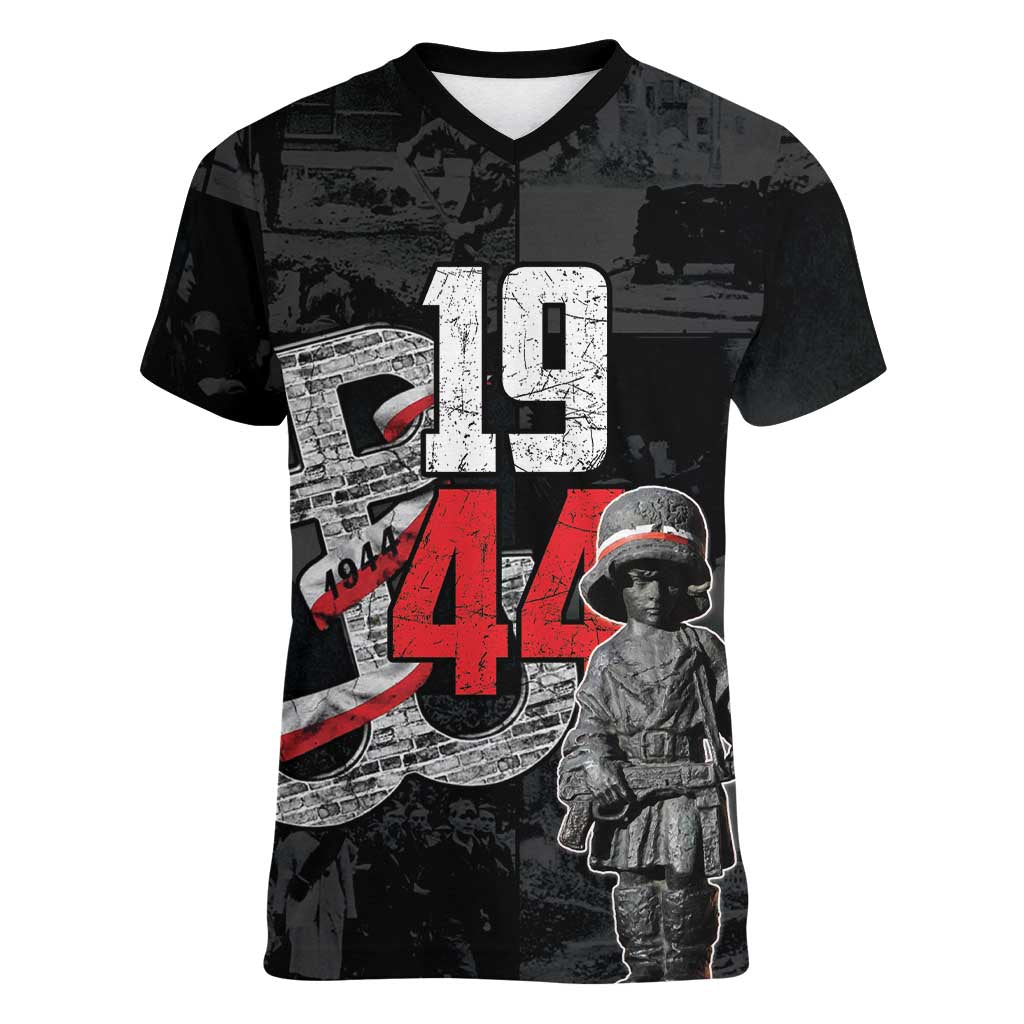 Warsaw Uprising 1944 Women V-Neck T-Shirt Polska Walczy WWII Insurrectionist