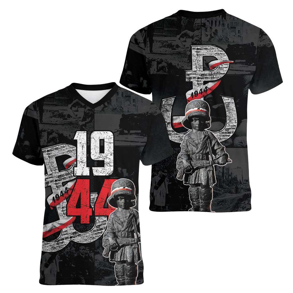 Warsaw Uprising 1944 Women V-Neck T-Shirt Polska Walczy WWII Insurrectionist