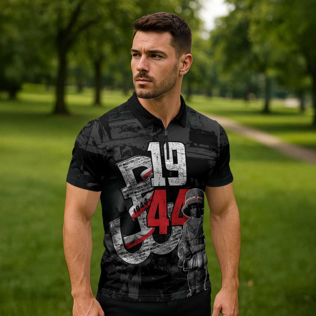 Warsaw Uprising 1944 Zipper Polo Shirt Polska Walczy WWII Insurrectionist