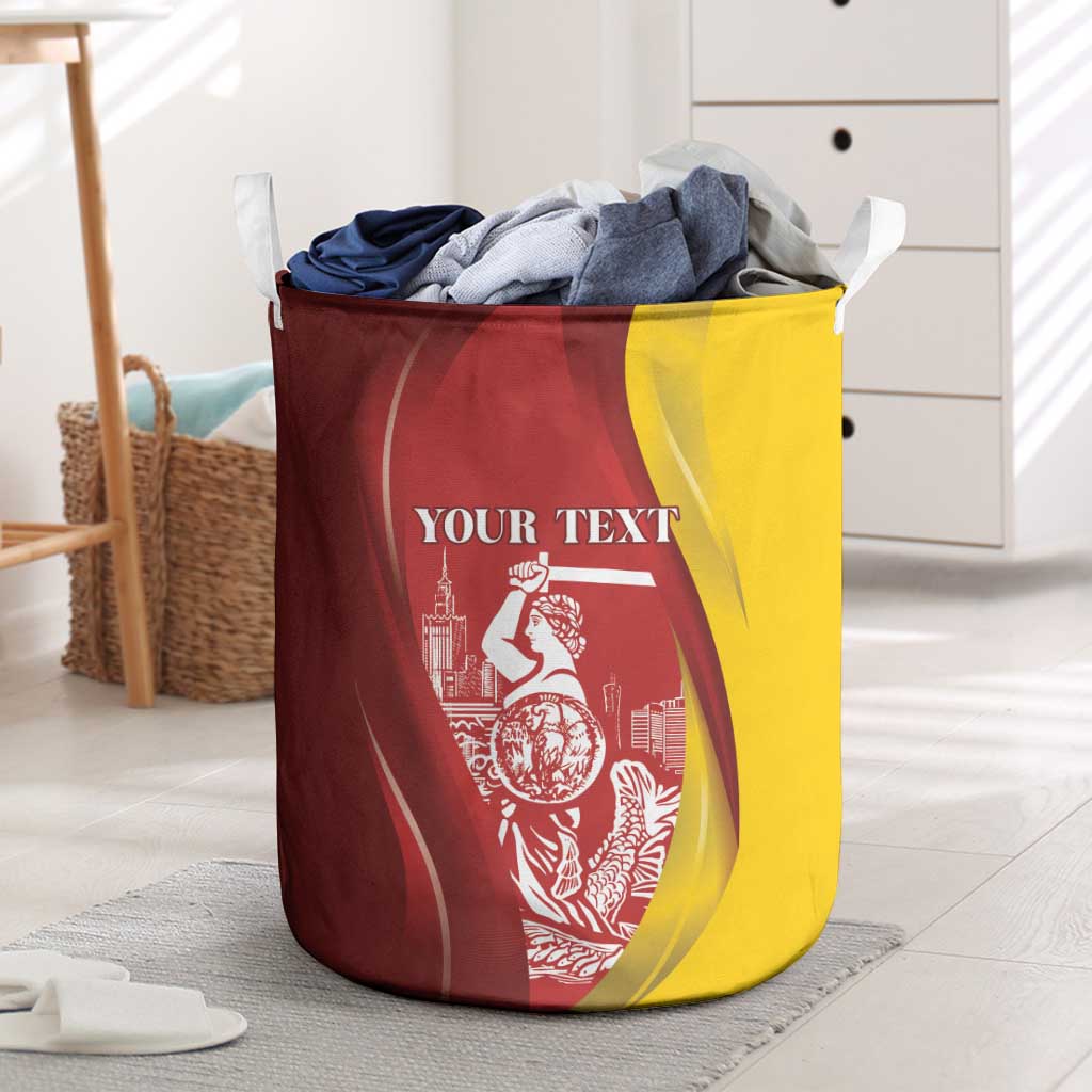 Warsaw Capital of Poland Personalized Laundry Basket Syrenka Warszawska Sporty Style