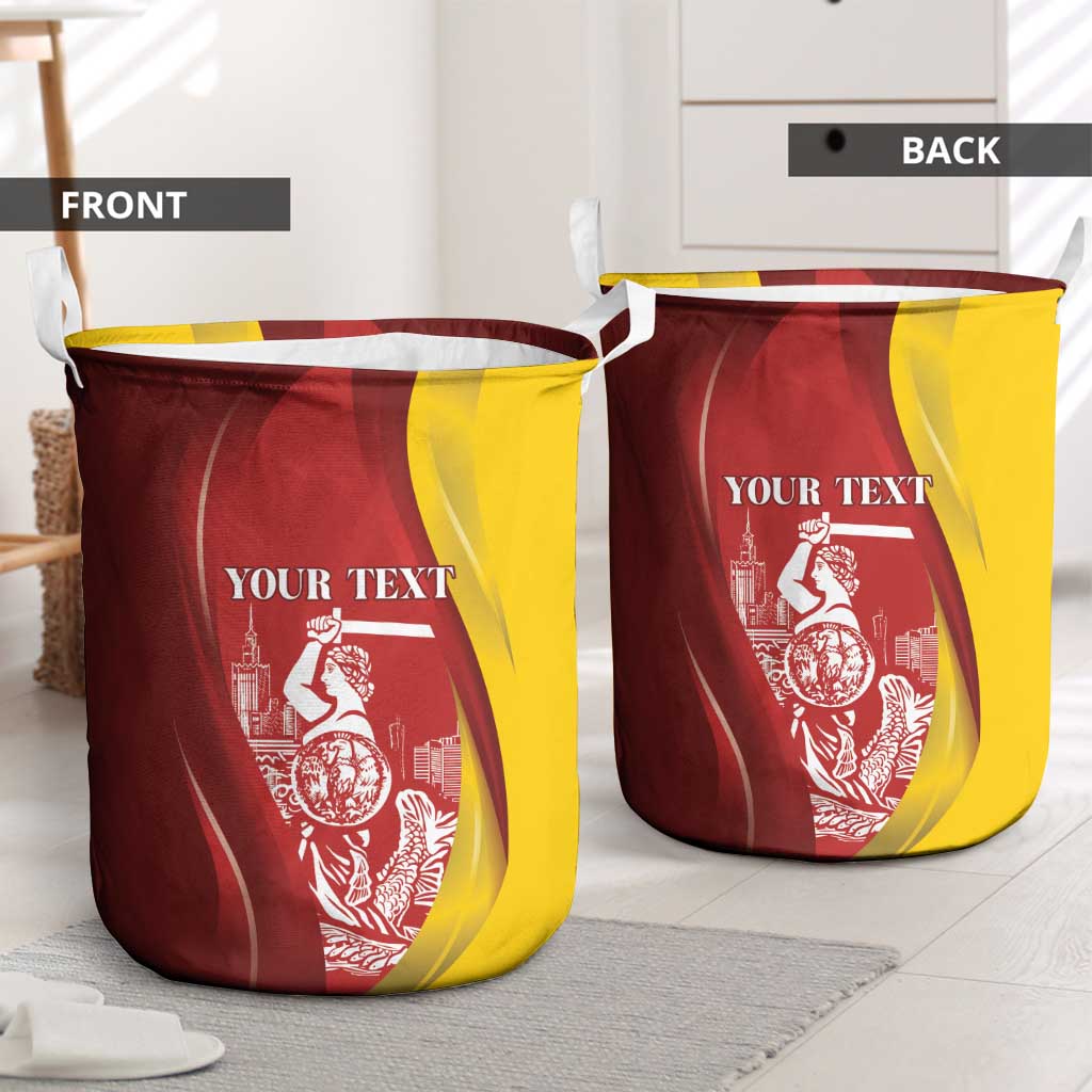 Warsaw Capital of Poland Personalized Laundry Basket Syrenka Warszawska Sporty Style