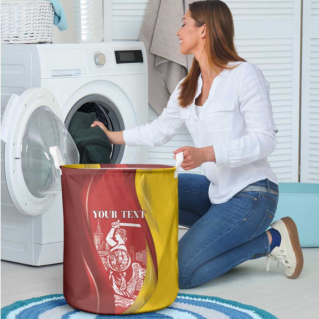 Warsaw Capital of Poland Personalized Laundry Basket Syrenka Warszawska Sporty Style