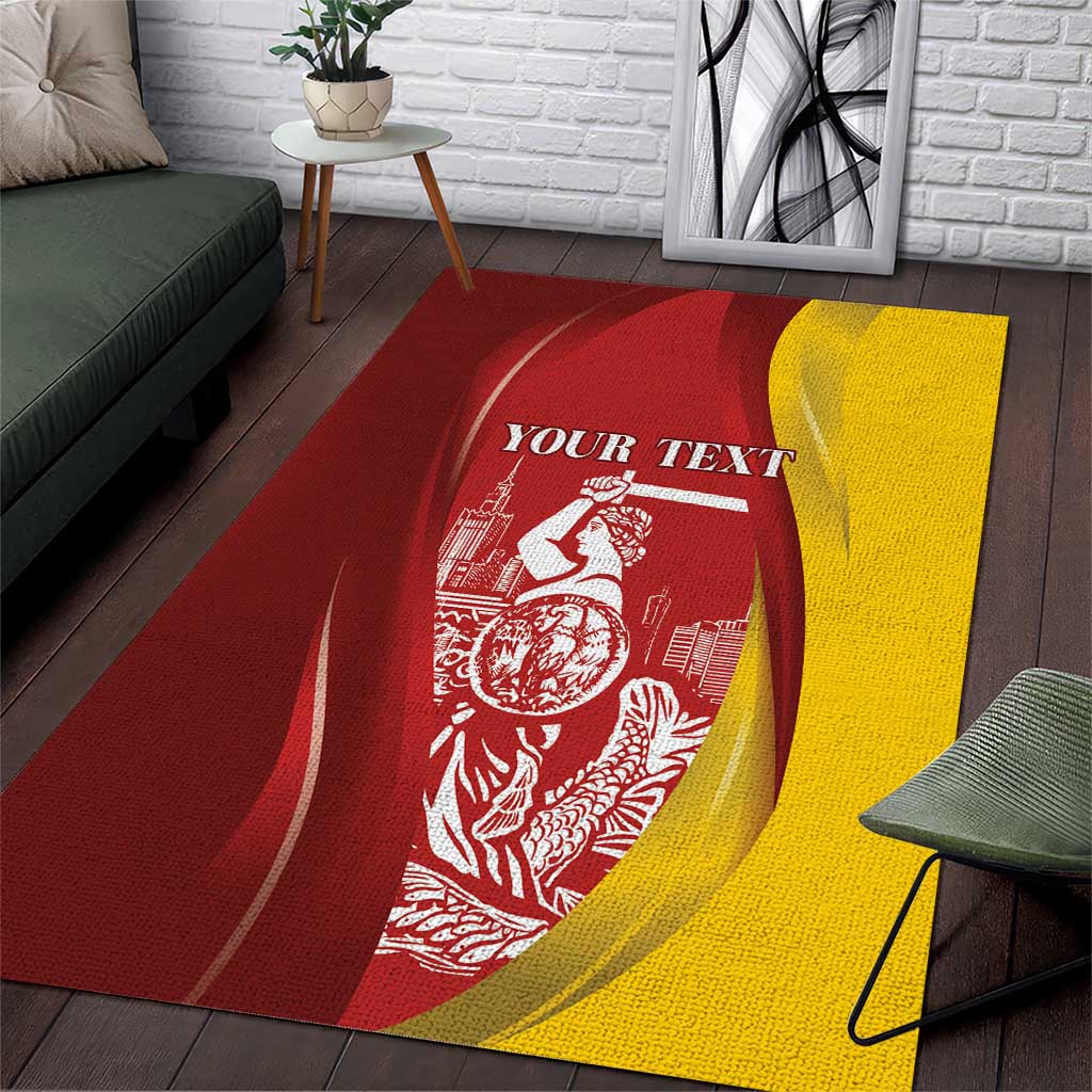 Warsaw Capital of Poland Personalized Area Rug Syrenka Warszawska Sporty Style