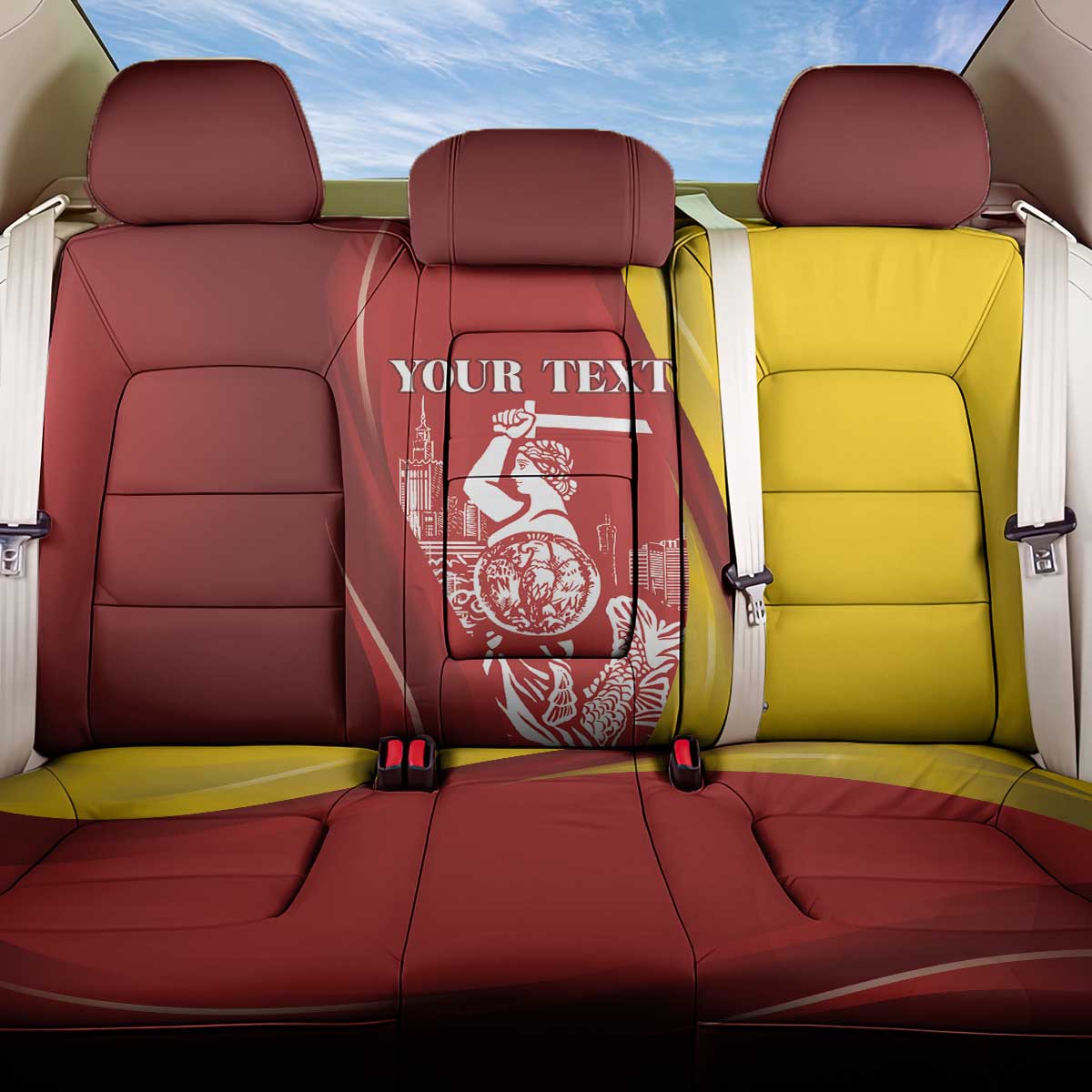 Warsaw Capital of Poland Personalized Back Car Seat Cover Syrenka Warszawska Sporty Style