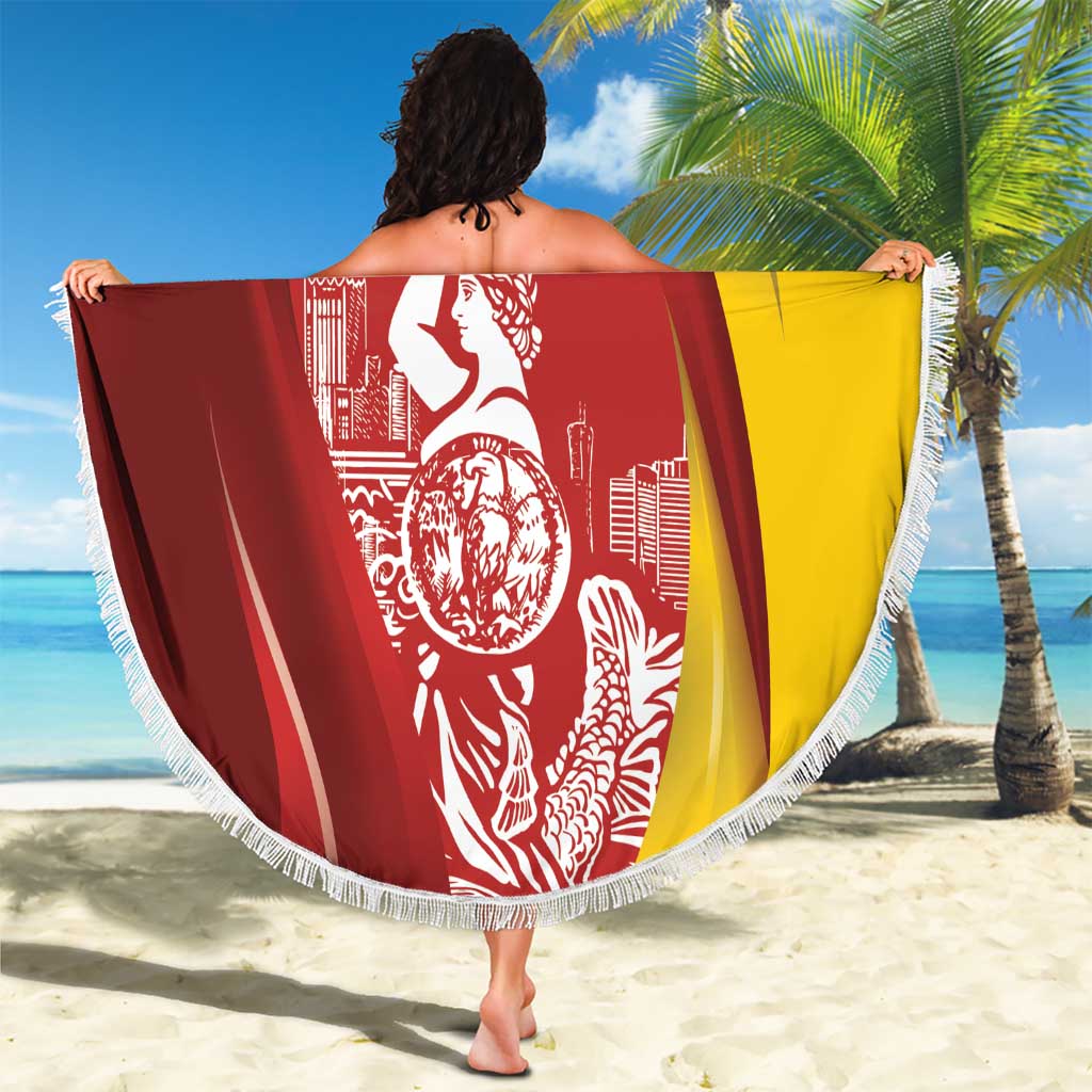 Warsaw Capital of Poland Personalized Beach Blanket Syrenka Warszawska Sporty Style