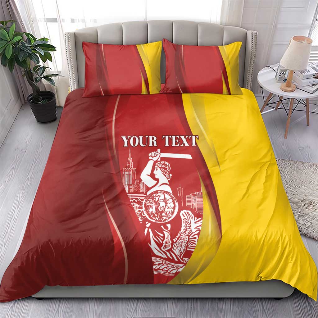 Warsaw Capital of Poland Personalized Bedding Set Syrenka Warszawska Sporty Style