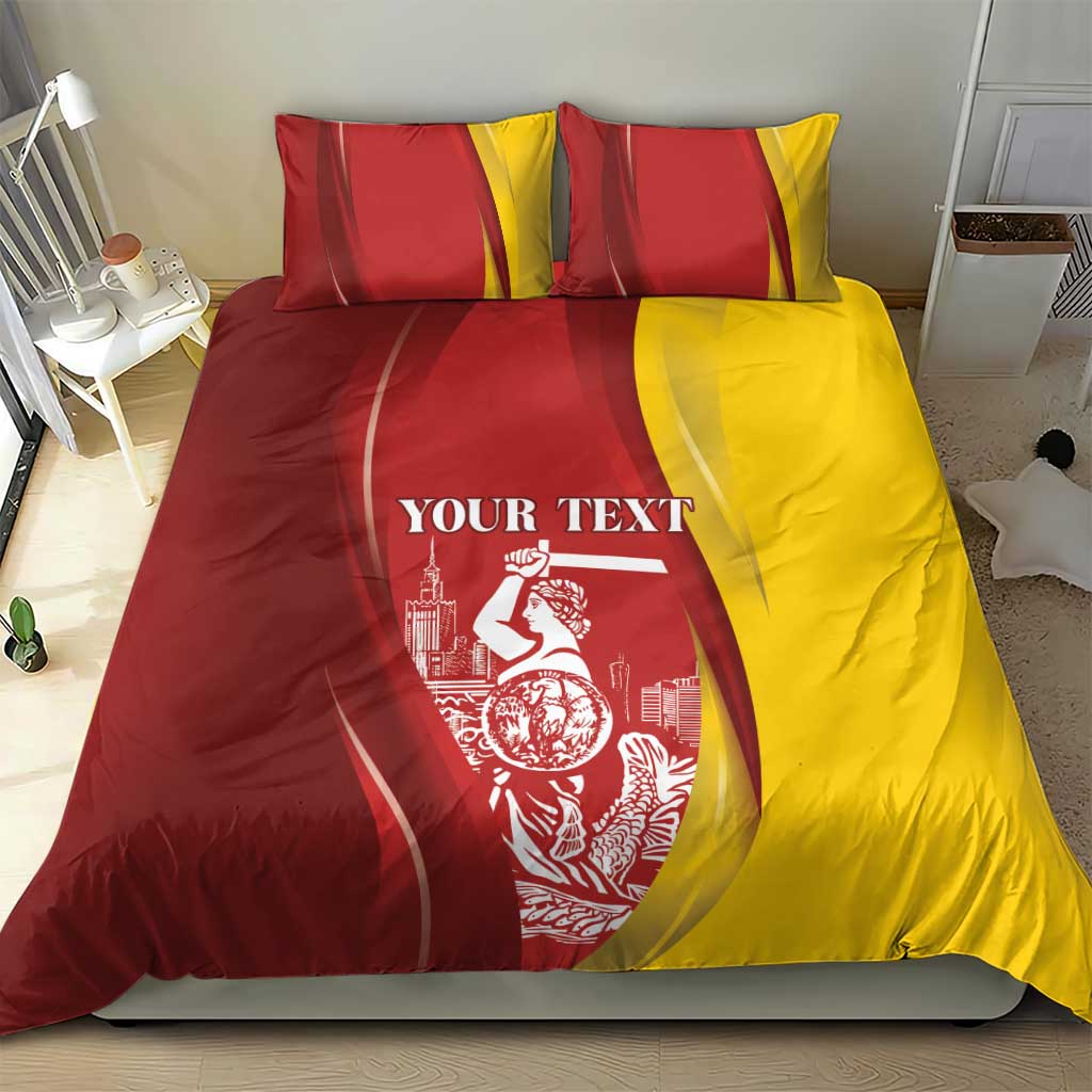 Warsaw Capital of Poland Personalized Bedding Set Syrenka Warszawska Sporty Style
