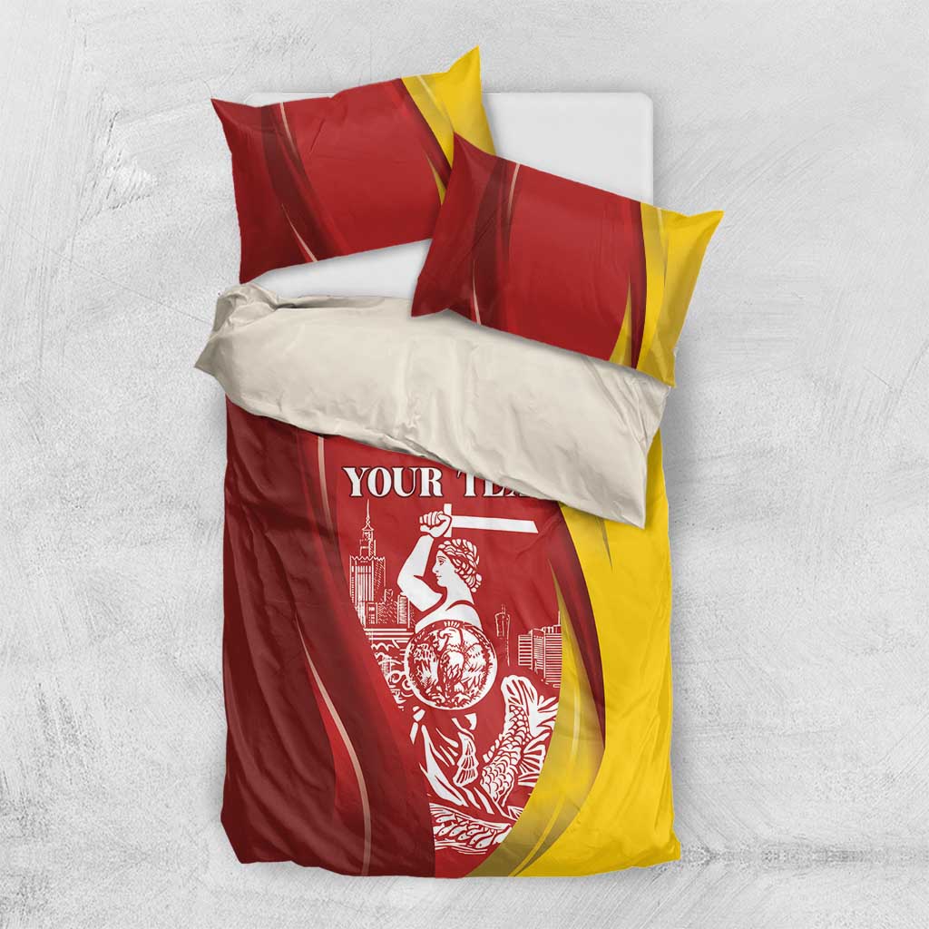 Warsaw Capital of Poland Personalized Bedding Set Syrenka Warszawska Sporty Style