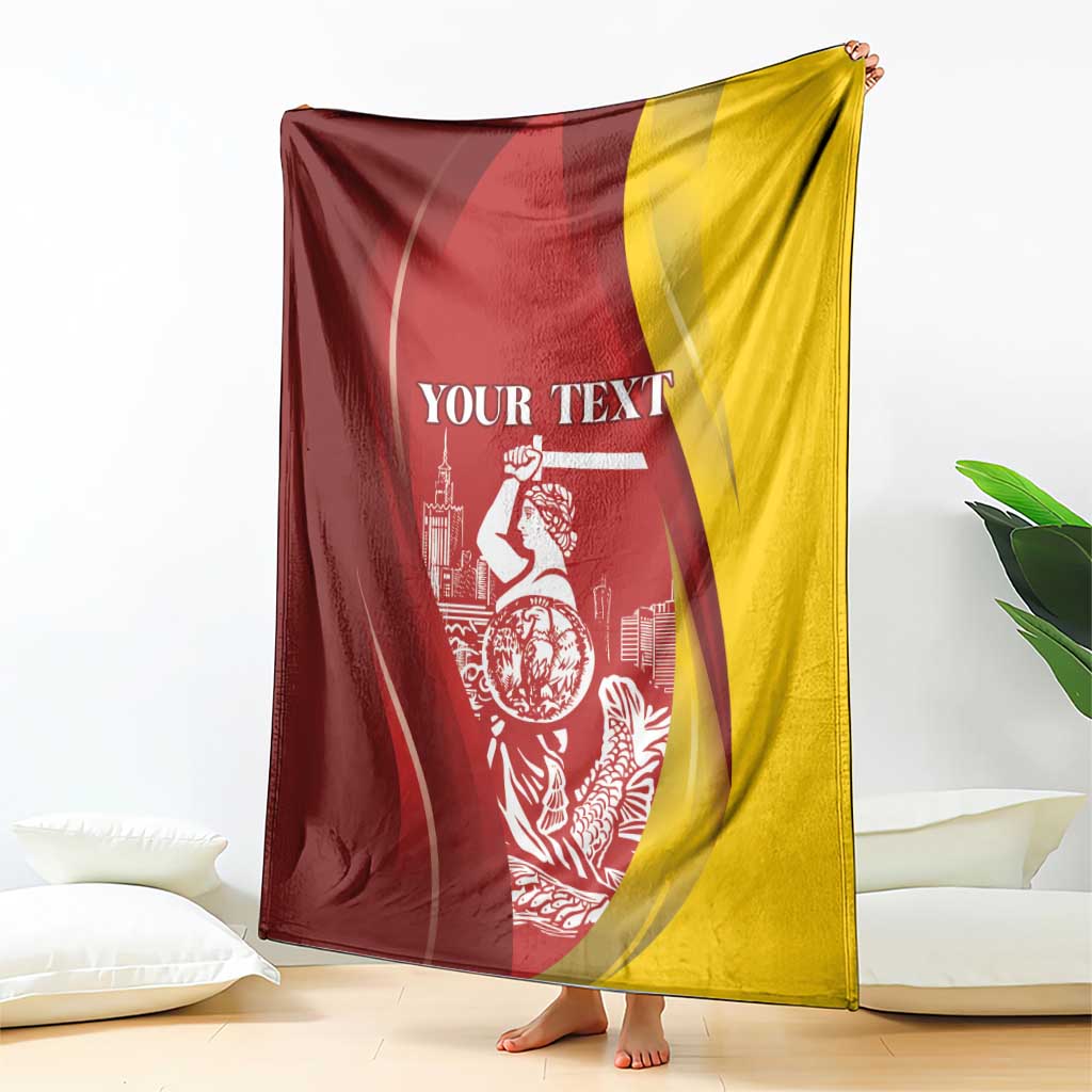 Warsaw Capital of Poland Personalized Blanket Syrenka Warszawska Sporty Style
