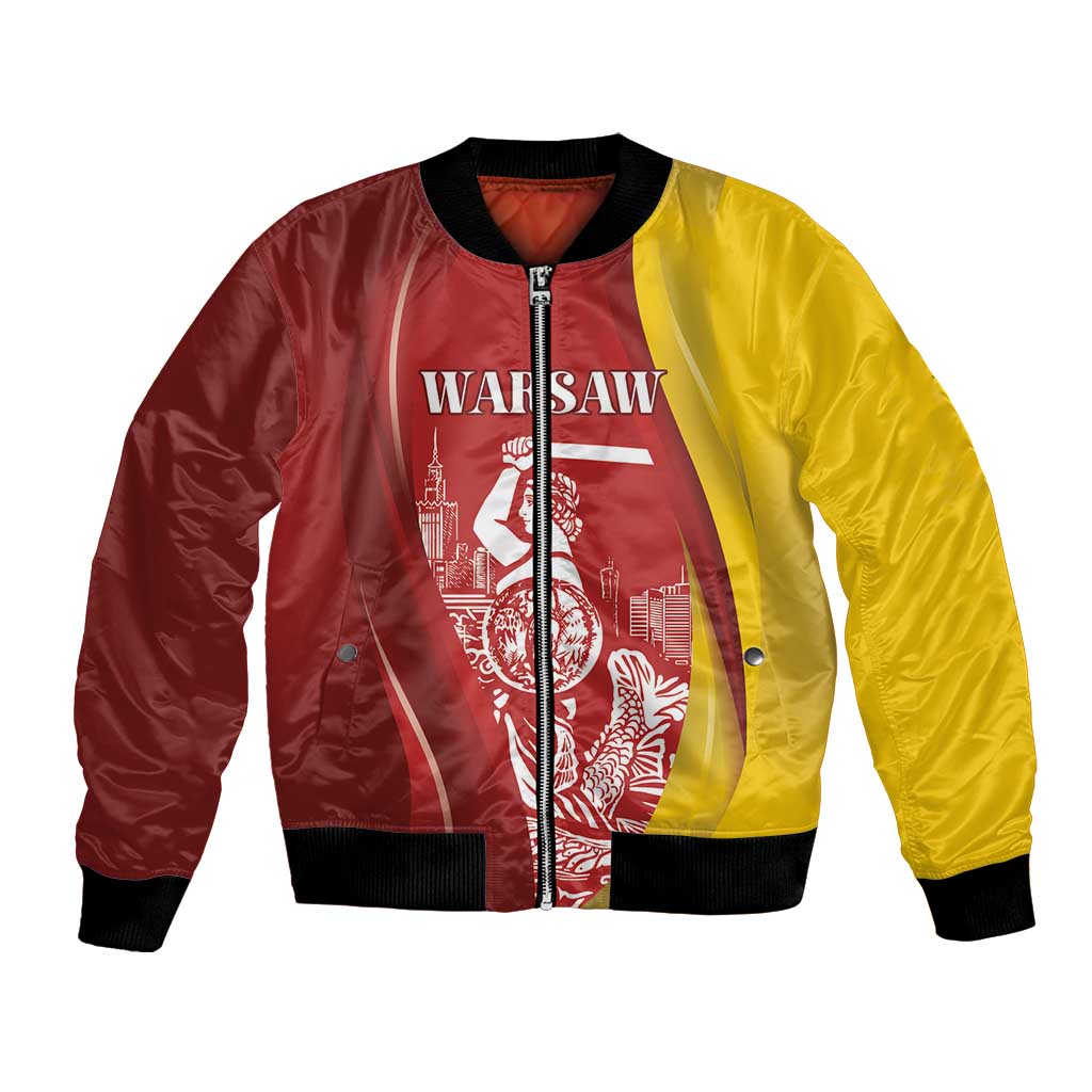 Warsaw Capital of Poland Personalized Bomber Jacket Syrenka Warszawska Sporty Style