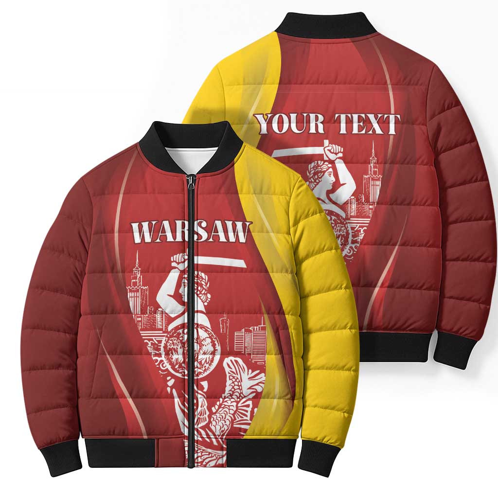 Warsaw Capital of Poland Personalized Bomber Puffer Jacket Syrenka Warszawska Sporty Style