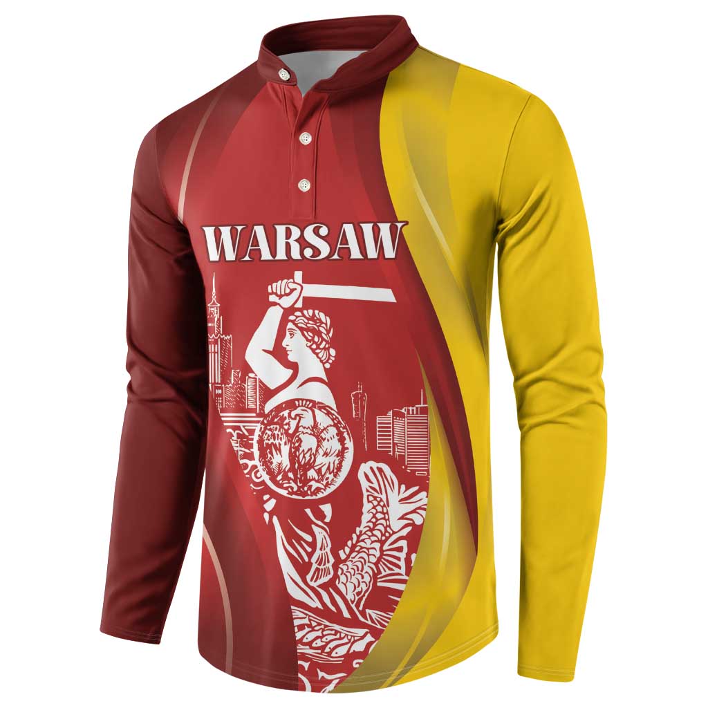 Warsaw Capital of Poland Personalized Button Sweatshirt Syrenka Warszawska Sporty Style