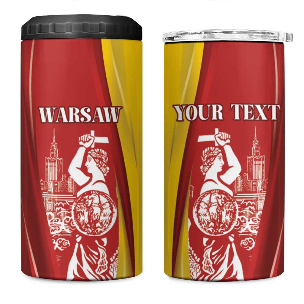 Warsaw Capital of Poland Personalized 4 in 1 Can Cooler Tumbler Syrenka Warszawska Sporty Style