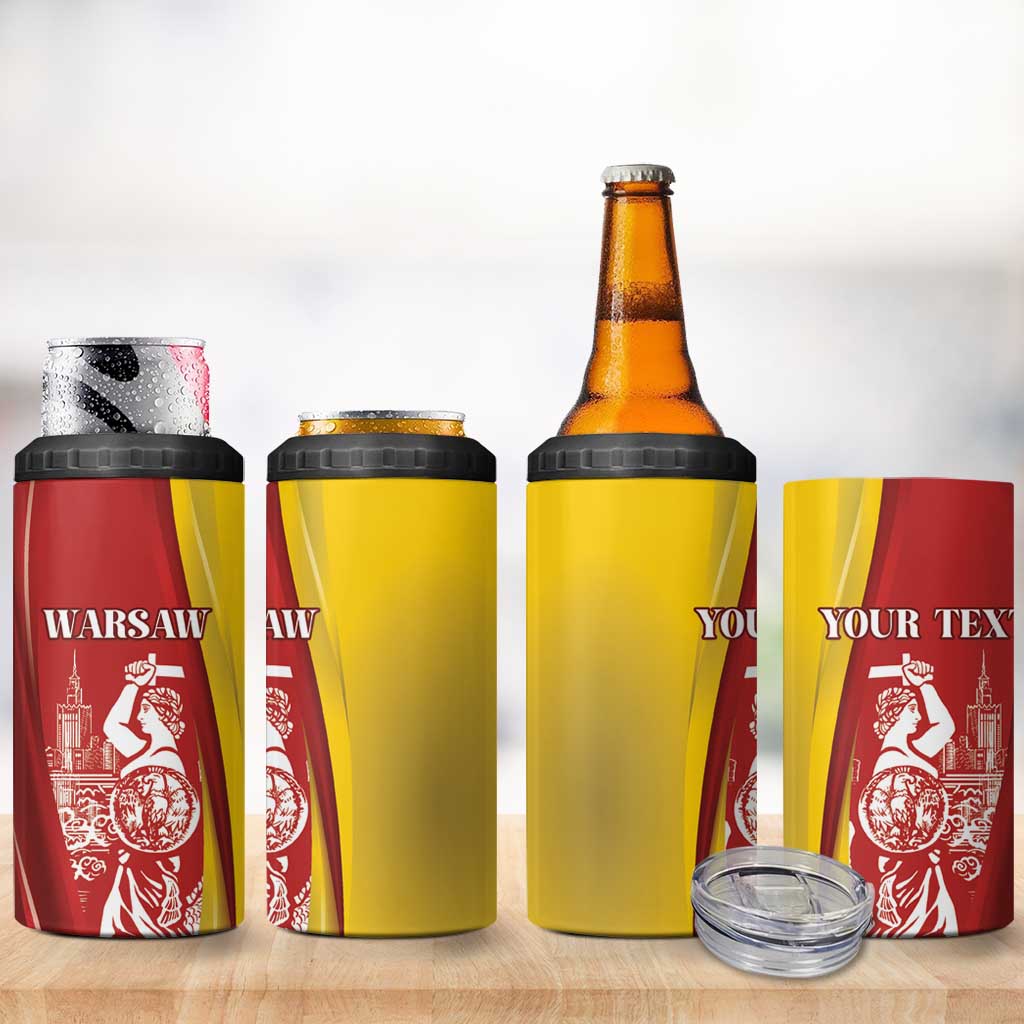 Warsaw Capital of Poland Personalized 4 in 1 Can Cooler Tumbler Syrenka Warszawska Sporty Style