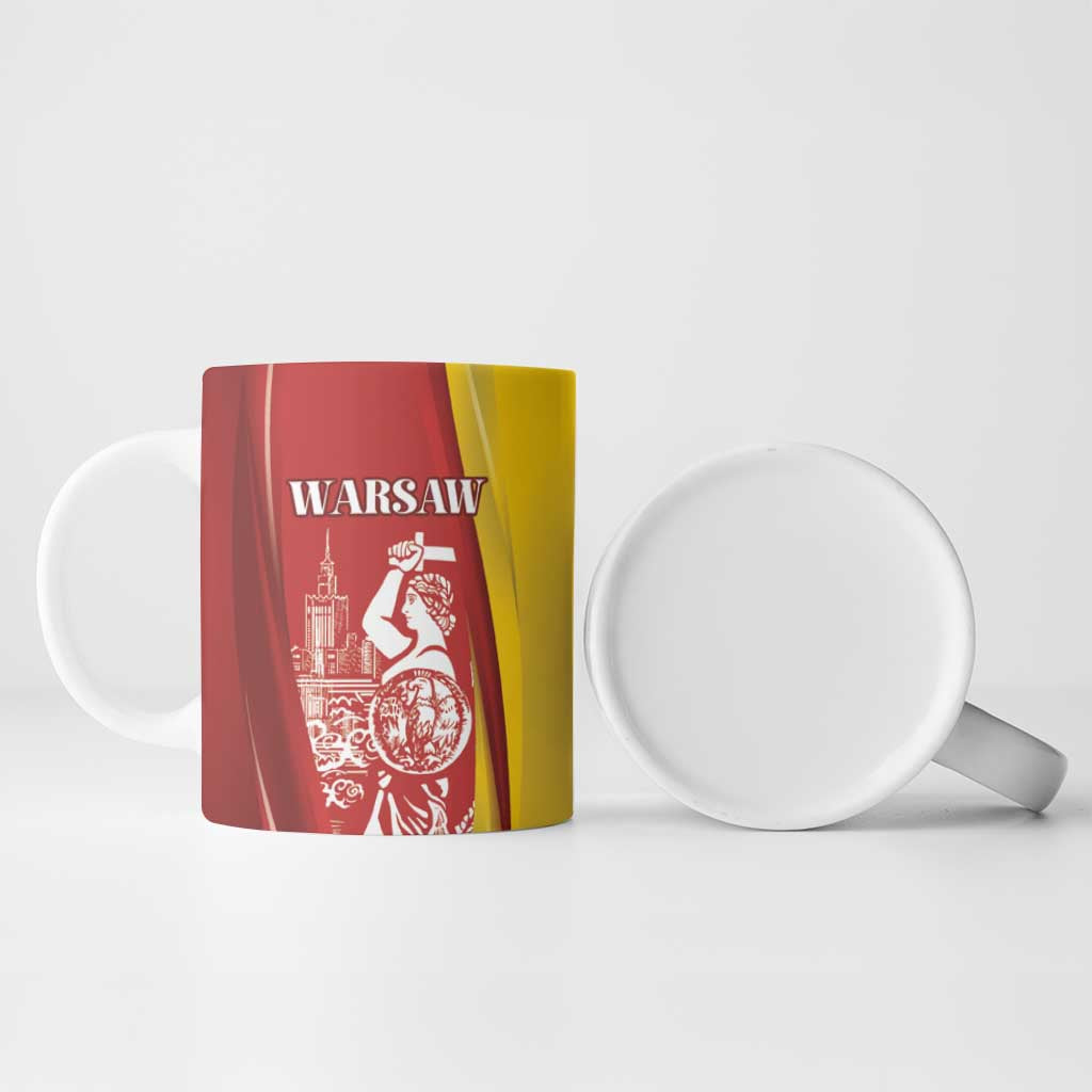 Warsaw Capital of Poland Personalized Ceramic Mug Syrenka Warszawska Sporty Style