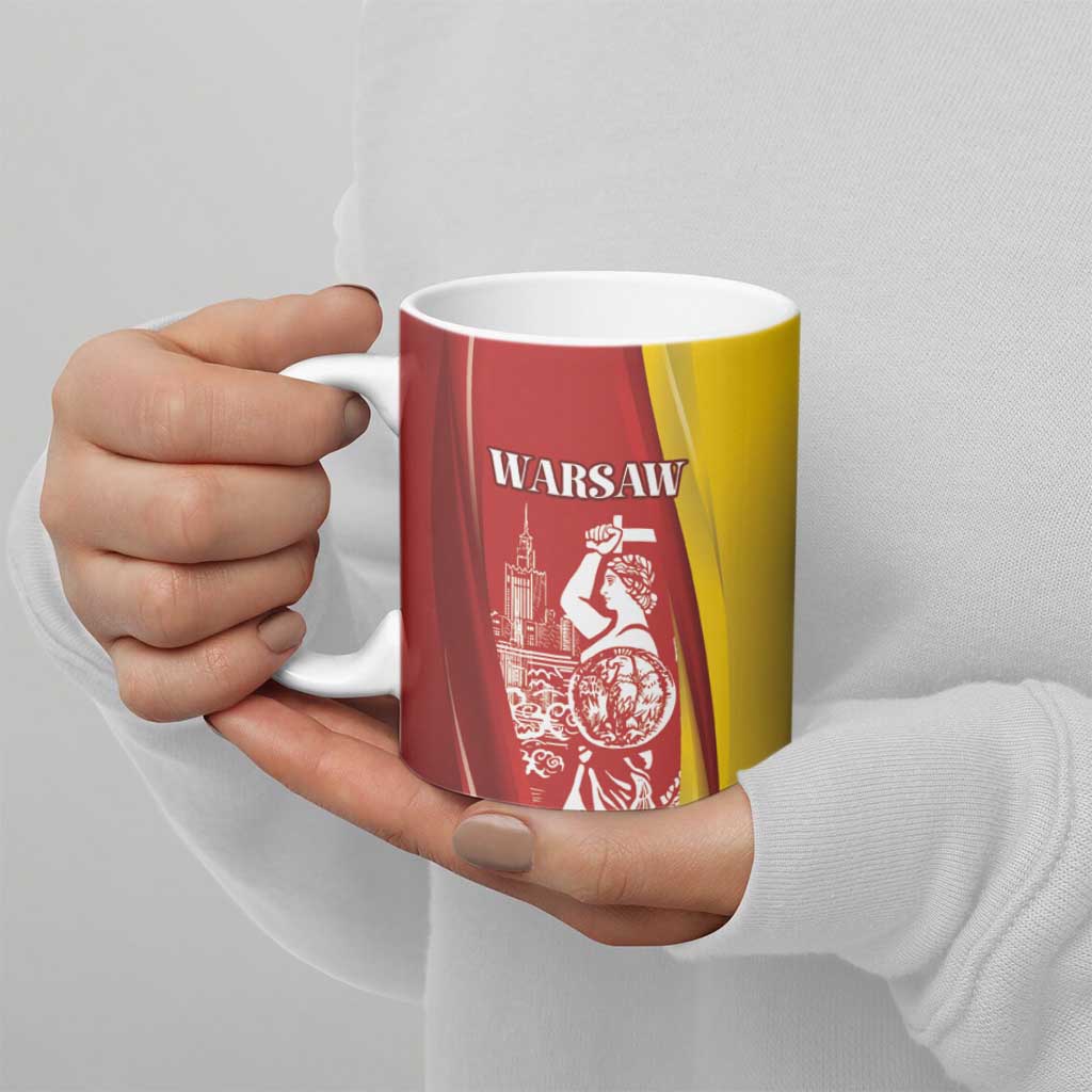 Warsaw Capital of Poland Personalized Ceramic Mug Syrenka Warszawska Sporty Style