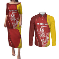 Warsaw Capital of Poland Personalized Couples Matching Puletasi and Long Sleeve Button Shirt Syrenka Warszawska Sporty Style