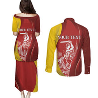 Warsaw Capital of Poland Personalized Couples Matching Puletasi and Long Sleeve Button Shirt Syrenka Warszawska Sporty Style