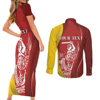 Warsaw Capital of Poland Personalized Couples Matching Short Sleeve Bodycon Dress and Long Sleeve Button Shirt Syrenka Warszawska Sporty Style