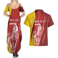 Warsaw Capital of Poland Personalized Couples Matching Summer Maxi Dress and Hawaiian Shirt Syrenka Warszawska Sporty Style