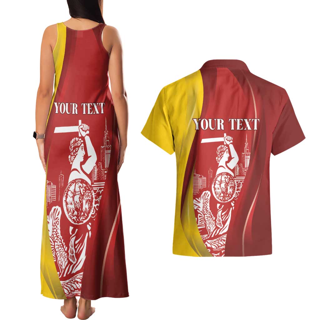 Warsaw Capital of Poland Personalized Couples Matching Tank Maxi Dress and Hawaiian Shirt Syrenka Warszawska Sporty Style