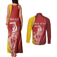 Warsaw Capital of Poland Personalized Couples Matching Tank Maxi Dress and Long Sleeve Button Shirt Syrenka Warszawska Sporty Style