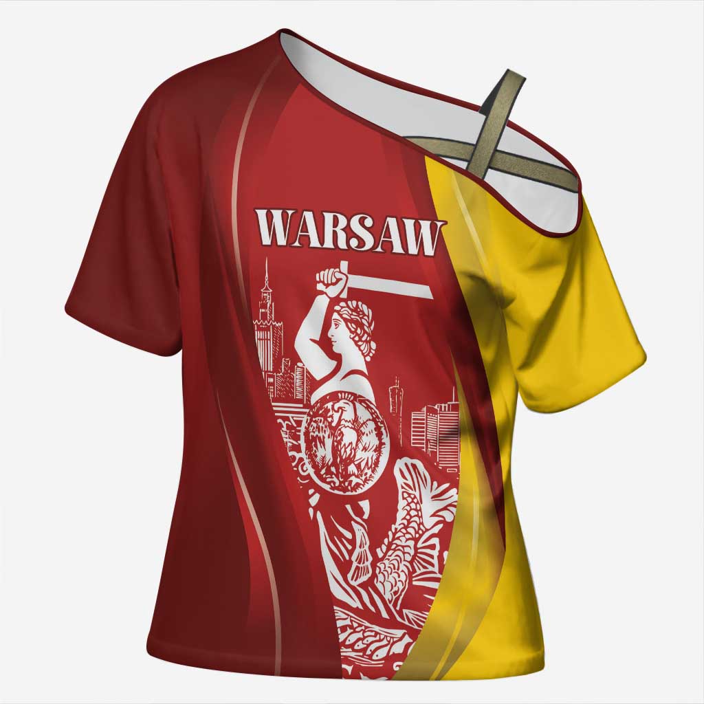 Warsaw Capital of Poland Personalized Cross Shoulder Shirt Syrenka Warszawska Sporty Style