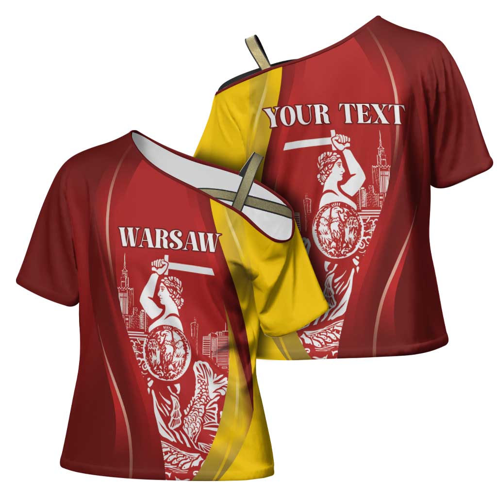 Warsaw Capital of Poland Personalized Cross Shoulder Shirt Syrenka Warszawska Sporty Style