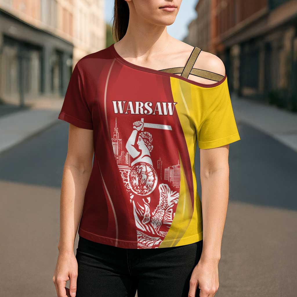 Warsaw Capital of Poland Personalized Cross Shoulder Shirt Syrenka Warszawska Sporty Style