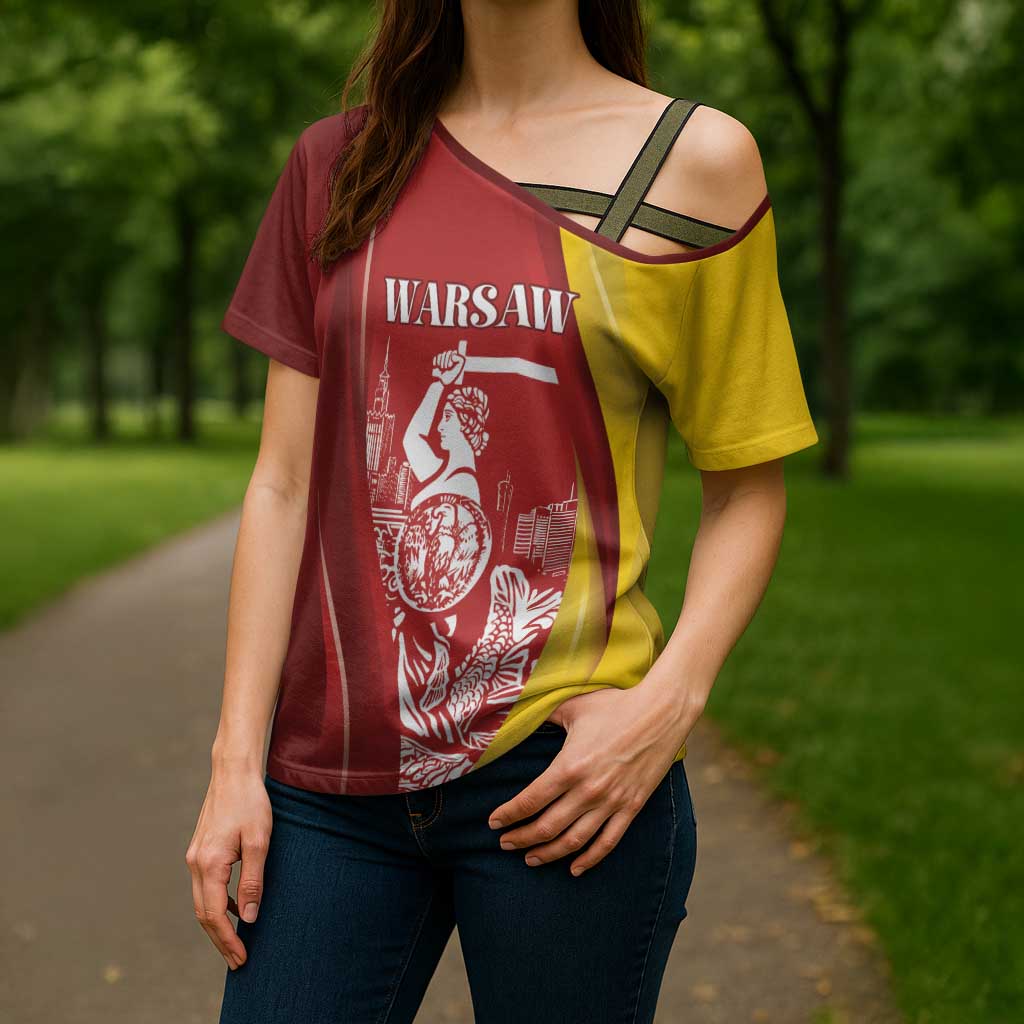 Warsaw Capital of Poland Personalized Cross Shoulder Shirt Syrenka Warszawska Sporty Style