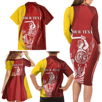Warsaw Capital of Poland Personalized Family Matching Long Sleeve Bodycon Dress and Hawaiian Shirt Syrenka Warszawska Sporty Style