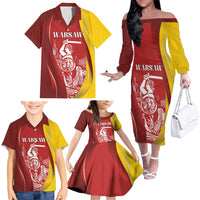 Warsaw Capital of Poland Personalized Family Matching Off The Shoulder Long Sleeve Dress and Hawaiian Shirt Syrenka Warszawska Sporty Style