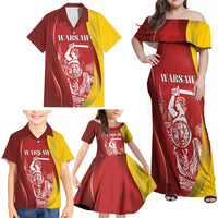 Warsaw Capital of Poland Personalized Family Matching Off Shoulder Maxi Dress and Hawaiian Shirt Syrenka Warszawska Sporty Style
