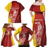 Warsaw Capital of Poland Personalized Family Matching Off Shoulder Maxi Dress and Hawaiian Shirt Syrenka Warszawska Sporty Style