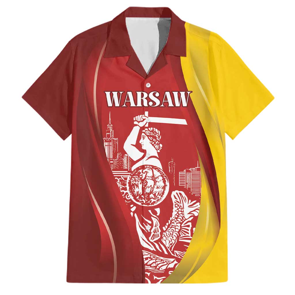 Warsaw Capital of Poland Personalized Family Matching Off Shoulder Maxi Dress and Hawaiian Shirt Syrenka Warszawska Sporty Style