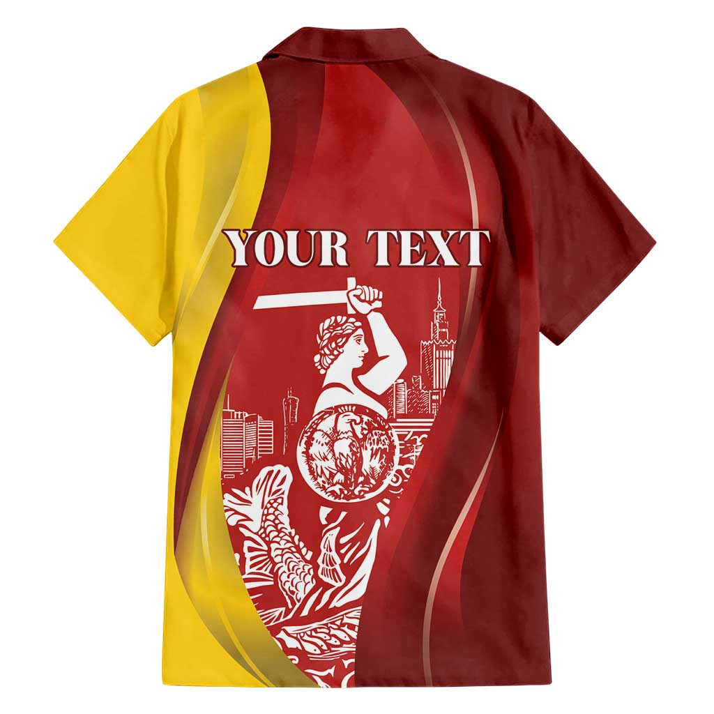 Warsaw Capital of Poland Personalized Family Matching Off Shoulder Maxi Dress and Hawaiian Shirt Syrenka Warszawska Sporty Style